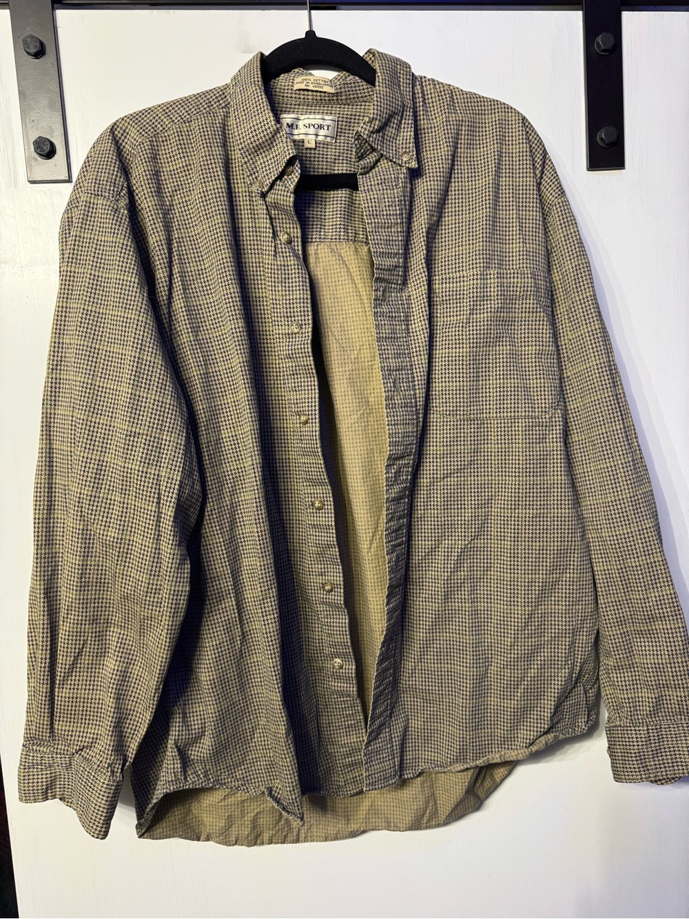 Light Brown Check Button-Up Flannel Shirt